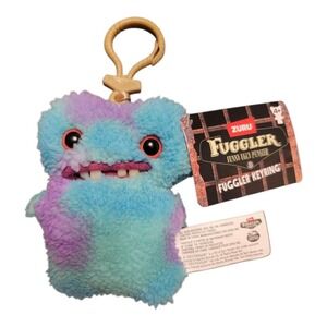 Fuggler Funny Ugly Monster Keychain Blue Purple Tie Dye Plush Clip On